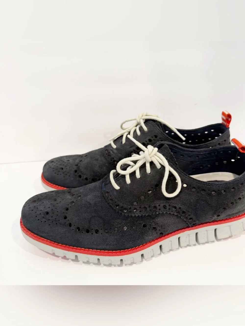 Cole Haan ZeroGrand Wing Oxford Blazer Blue Suede Shoes Men's 8M